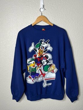Vintage Mickey Unlimited Crewneck Sweatshirt XL Blue Mickey Goofy 90s Graphic